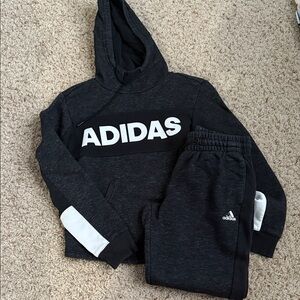 Adidas Charcoal Hoodie and Joggers with White Details